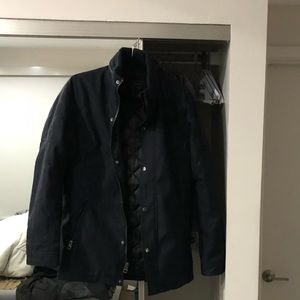 Guess George Herringbone Coat Navy